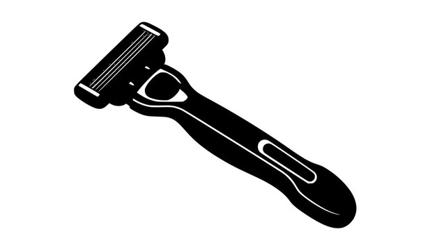 Black personal hygiene shaving razor tool vector icon isolated on plain white background for grooming care