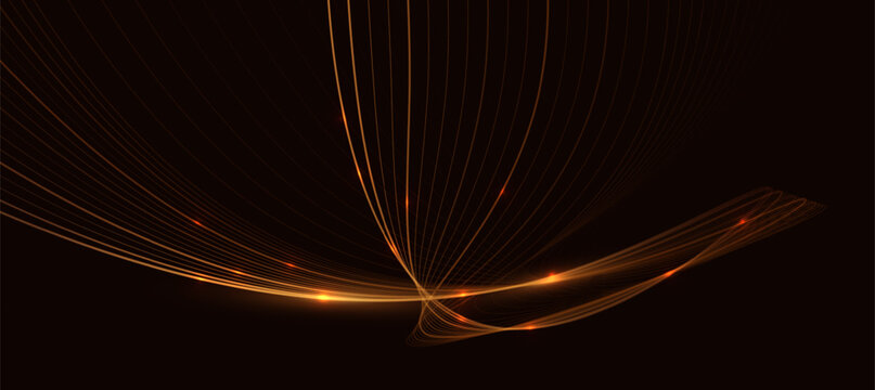 Abstract Golden Glowing Lines On Brown Dark Background