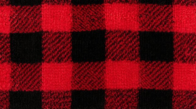 Red and black buffalo check knit texture, lumberjack plaid seamless pattern