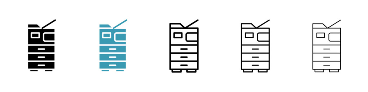 Office printer icon flat outline in black
