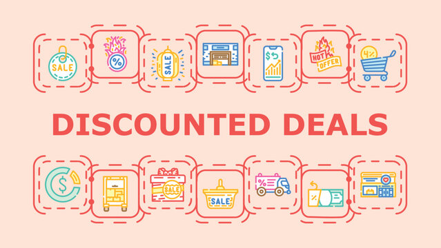 Discounted deals concept. Clearance price, promo reduced, coupon offer icon vector illustration