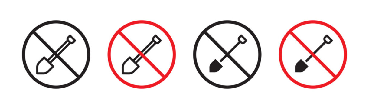No digging sign flat outline in black