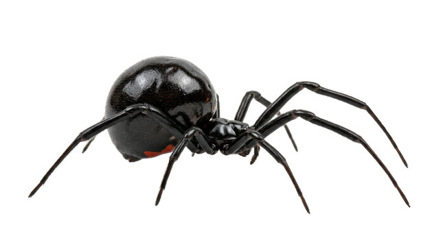 A striking image of a black widow spider a symbol often associated with halloween and spooky autumn imagery showcasing its glossy black