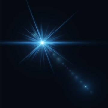Blue Lens Flare With a Diagonal Trail of Glowing Reflections