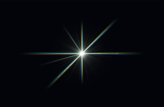 Fine Prismatic Starburst With Multicolored Light Rays