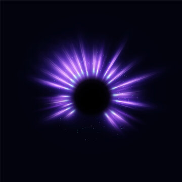 Purple Energy Ring With Radiating Light Beams