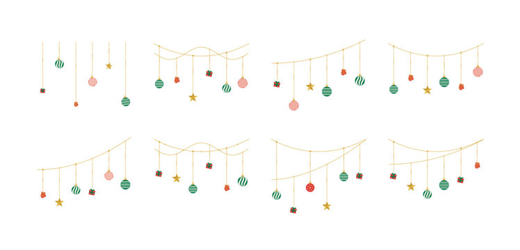 Pastel Christmas Garland and Hanging Ornament Collection