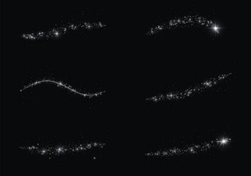Silver Glitter Trails With Bright Sparkling Stars