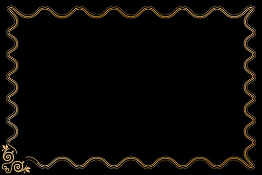 Elements of ornate vintage frames classic  swirl. Border gradient gold on black. Design print for greeting cards, wedding invitations, restaurant menu, royal certificates. Set 29
