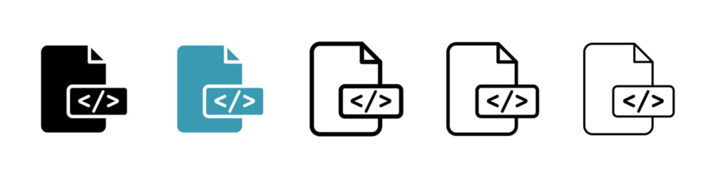 HTML script icon flat outline in black