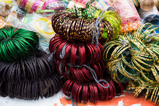 Abstract background multicolor bangles