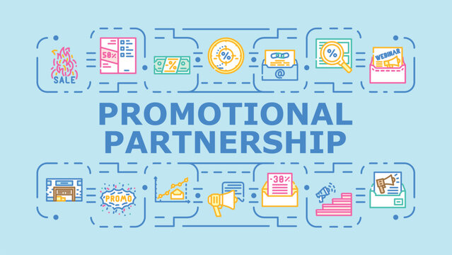 Promotional partnership banner infographic. Cooperation audience, affiliate sponsorship, leverage referral icon vector illustration