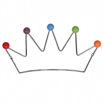 Crown shaped coat rack with colorful ball hooks