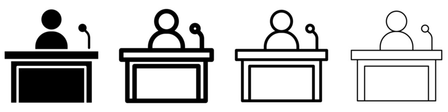 Public speaker solid glyph icon for presentation