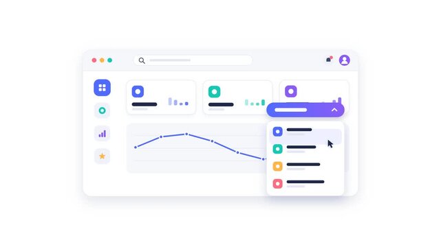 Dashboard user interface with line graph and dropdown menu