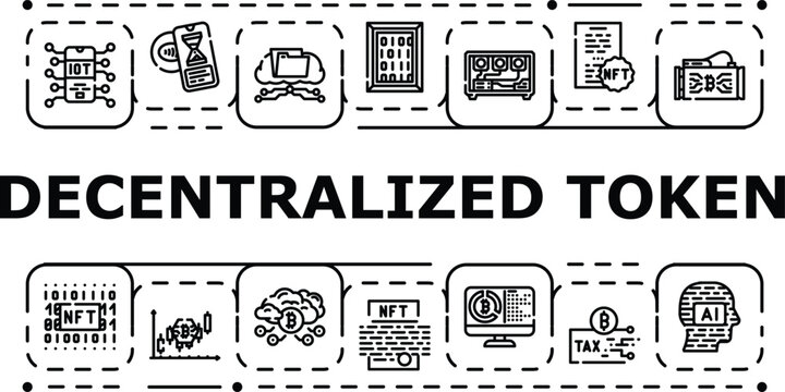 Decentralized token concept. Asset exchange, network protocol, decentralization cryptocurrency icon vector illustration