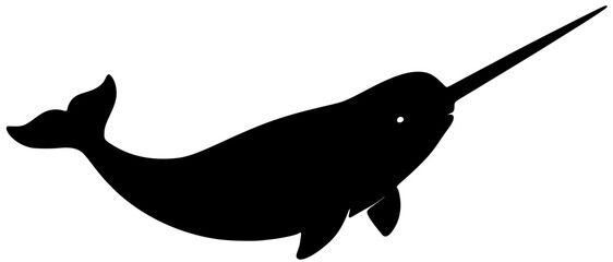 Narwhal silhouette vector illustration minimalist black white © samiul