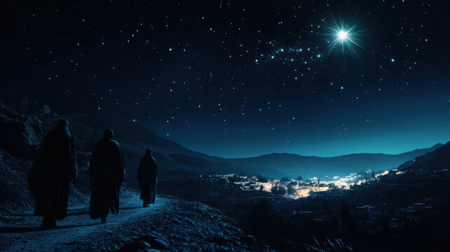 Three wise men and The Star of Bethlehem