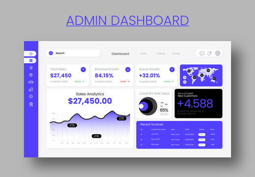 Admin Dashboard UI Template with Sales Analytics and Business Statistics