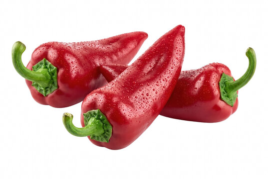 Red peppers with fresh water droplets