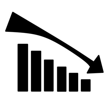 Declining Bar Chart With Downward Arrow Icon On Transparent Background
