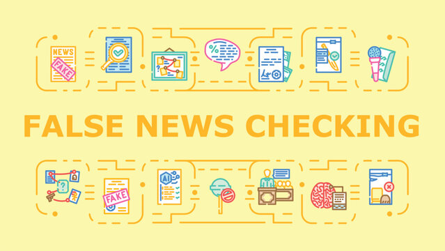 False news checking concept. Credibility verification, filtering claims, hoax evidence icon vector illustration