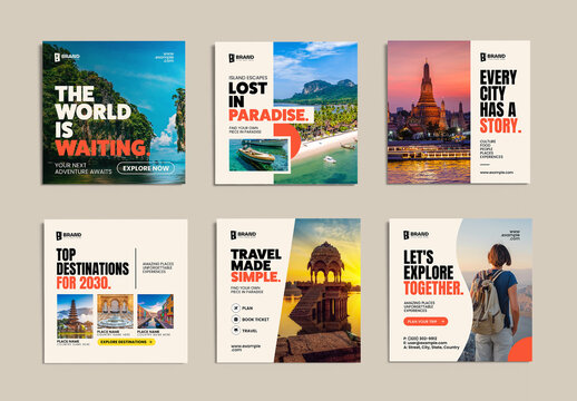 Travel Agency Social Media Carousel Template