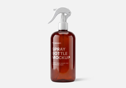 Amber Spray Bottle Mockup with Trigger