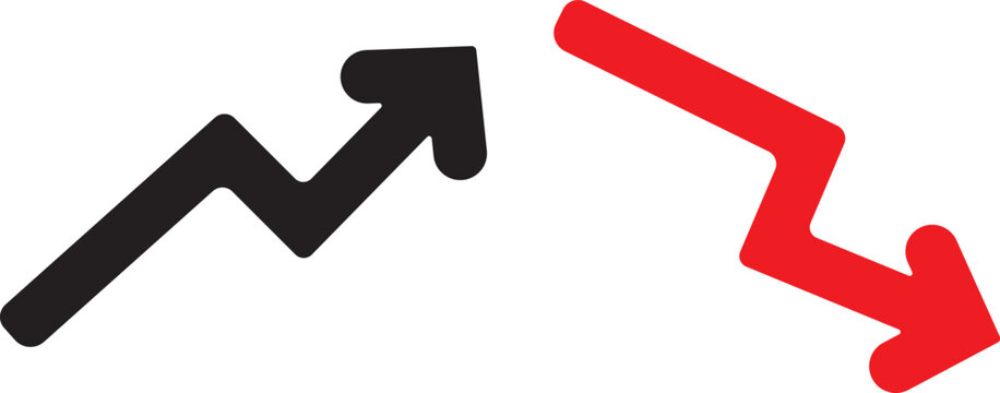Trend icon with upward and downward arrow graph symbol, finance data UI sign, and business growth