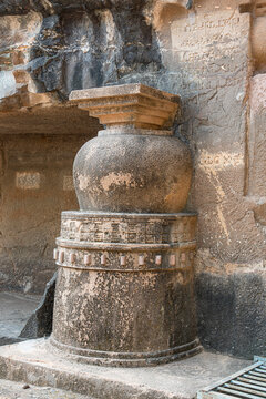 Amba-Ambika group of caves, a rock-cut caves of The Manmodi or Manmukud Caves complex, an unfinished Chaitya-cave and a number of ruined cells and viharas, Junnar, Pune, Maharashtra, India.