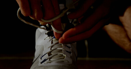 Close-up of basketball player wearing shoes in the court 4k © WavebreakMediaMicro