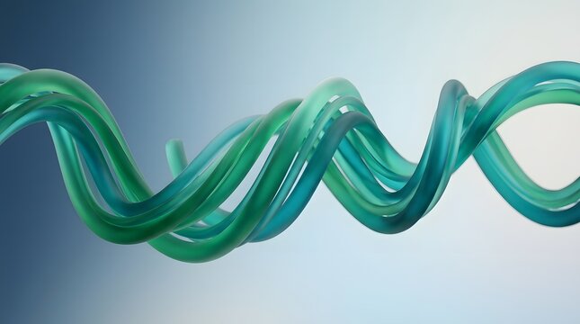Abstract green glass spiral tubes