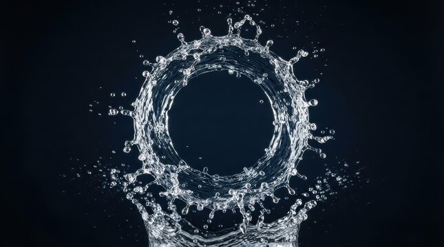 Water splash crown ring shape on dark background