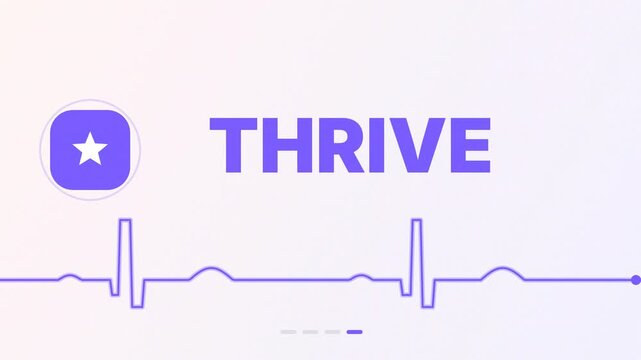 Heartbeat kinetic typography loop with ECG pulse line and move breathe recover thrive words for wellness, fitness and healthy lifestyle motivation
