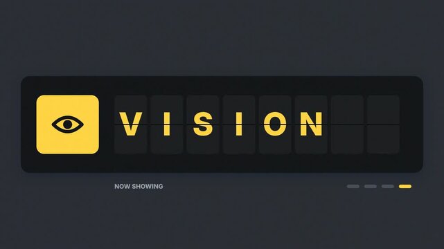 Split flap display kinetic typography animation with flipping letters, retro departure board and strategy profit growth vision words for business title