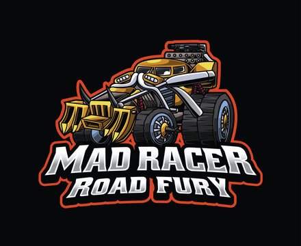 Mad Racer Apocalypse Car Mascot Logo Illustration