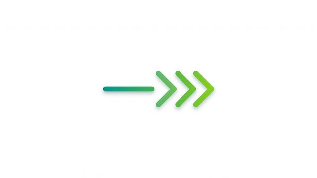 Green progress arrows moving to the right on white background