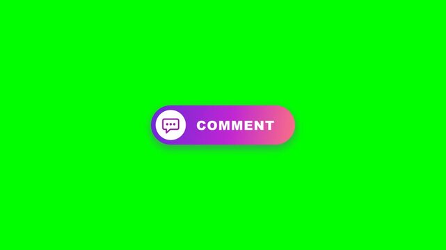 Pink social media comment button set on green screen background