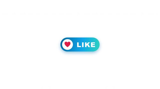 Social media like button animation set on white background
