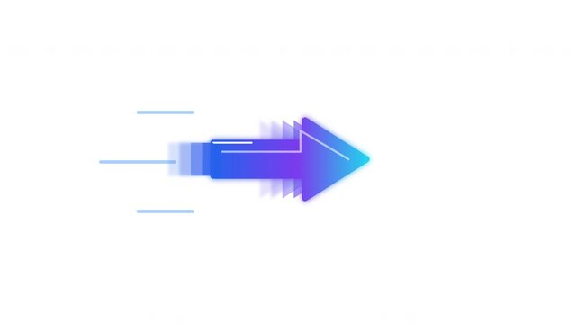 Animated blue gradient arrows moving forward on white background