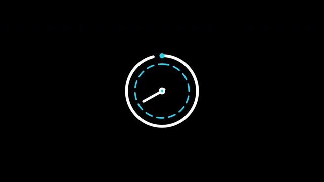 Set of loading clock icons and progress indicators on black