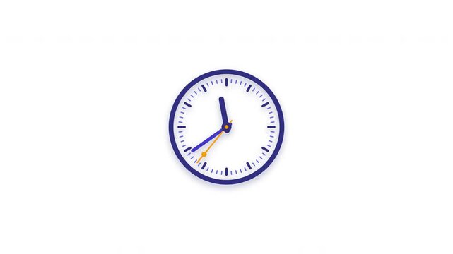 Blue clock face animations showing different times on white background