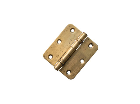 Aged Brass Door Hinge on a transparent background