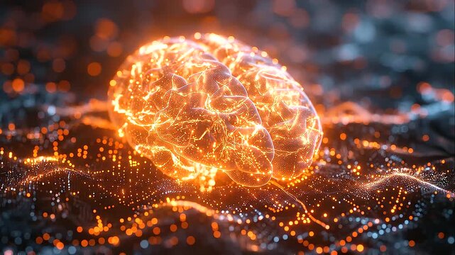 Luminous human brain visualized as a futuristic neural network, glowing connections and digital intelligence, AI technology, machine learning and cognitive 