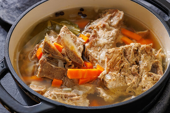 Polish pork meaty rib bone stock with veggies