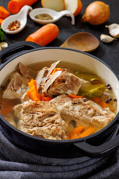 Polish pork meaty rib bone stock with veggies