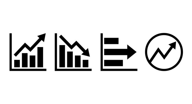 Minimal Black Data and Statistics Chart Icons