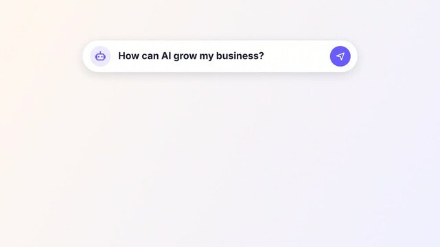 AI chat prompt answering how to grow a business concept for automation personalization and scalable growth strategy kinetic text animation