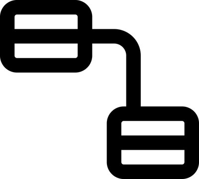 Black database schema icon - outline