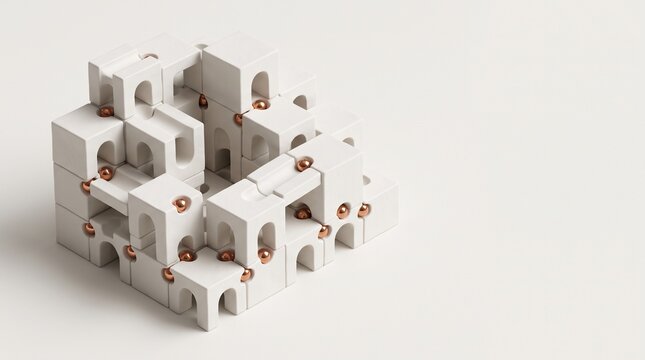 Modular 3D Geometric Blocks Representing Microservices API Architecture